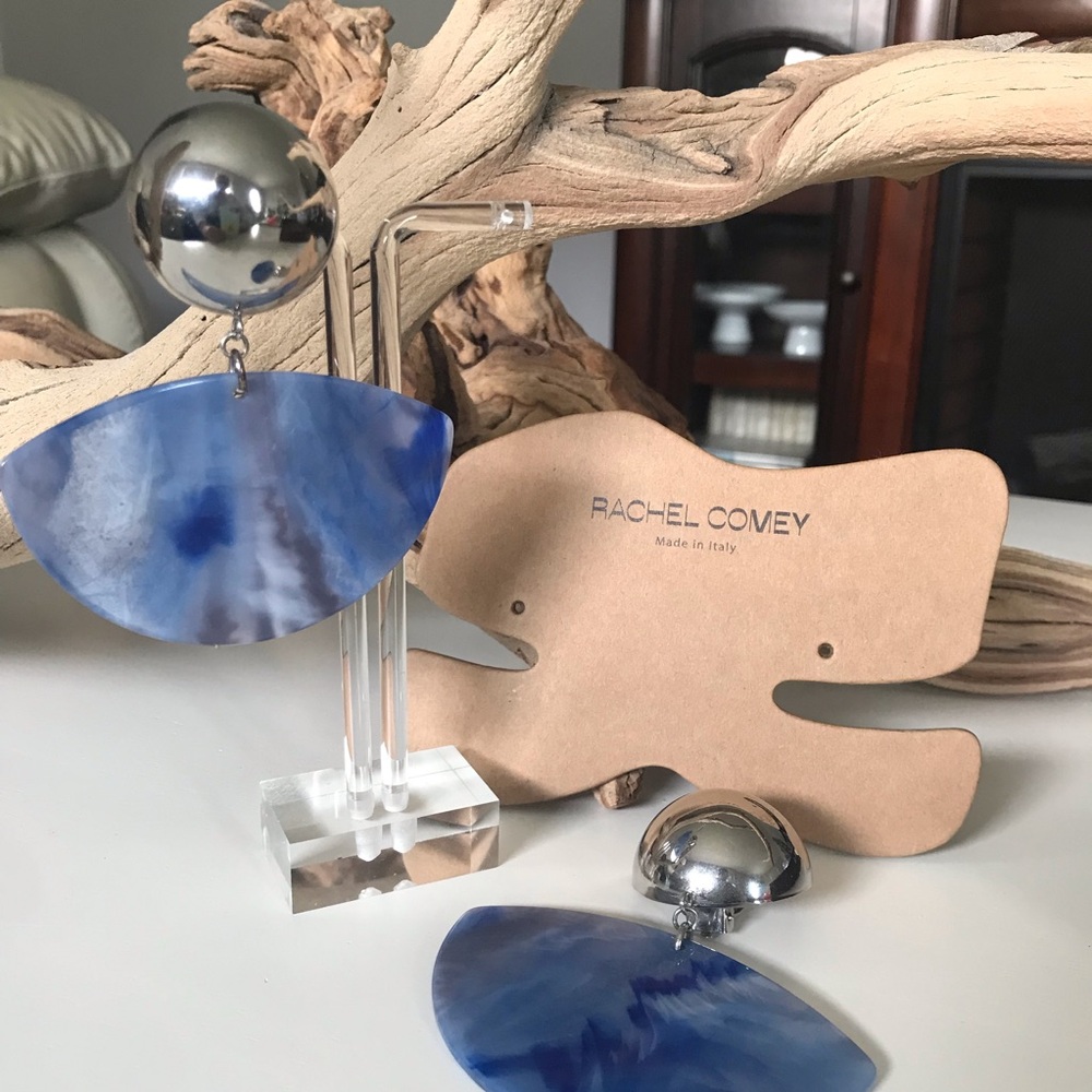 NWT Rachel Comey Susa 2 3/4” Drop Acrylic Steel Earrings Statement Chic Modern